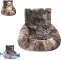 Dog Car Seat Bed, Fluffy Pet Travel Seat, Removable Washable Cushion, Non-Slip Bottom, Protects Car from Dirt/Scratches, Suitable for Small, Medium Dogs/Cats & All Vehicles (Brown)