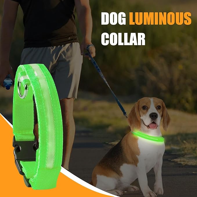 Lighted Dog Collars - Puppy Led Training Collar with Nighttime Visibility, 3 Lighting Modes, Water-Resistant Rechargeable Pet Collar, 600mah Battery, Customizable Dog Illuminated Collar for Dogs