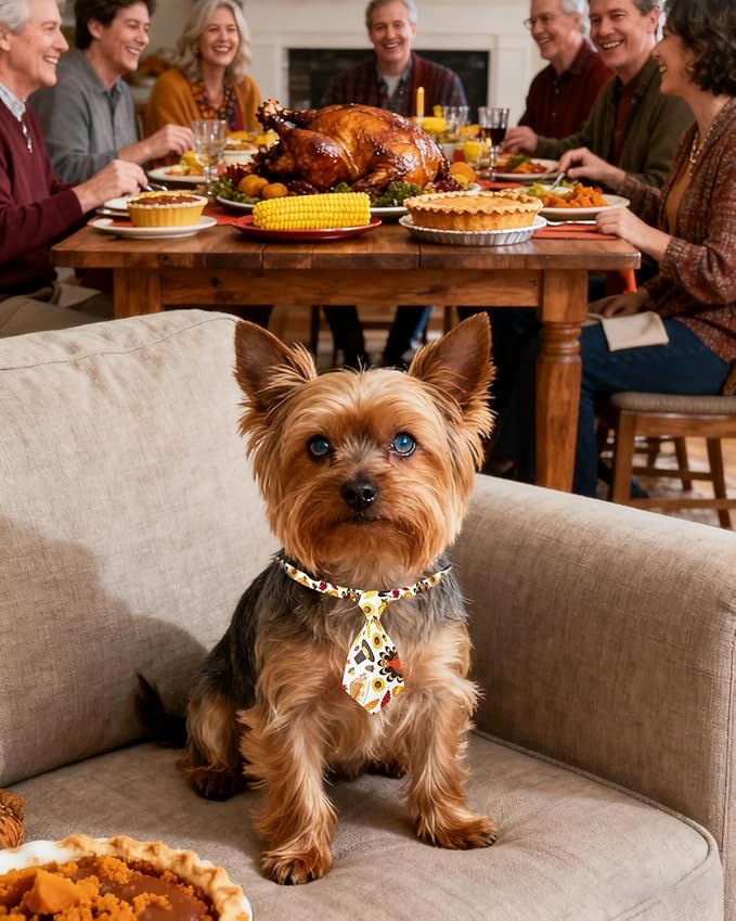 PET SHOW 10 Pack Thanksgiving Small Dog Ties Neckties for Doggies Cats Adjustable Holiday Grooming Accessories Neck Ties Bowties Girl Boy Pets Festival Costumes Puppies Party Gift Favor(Small)