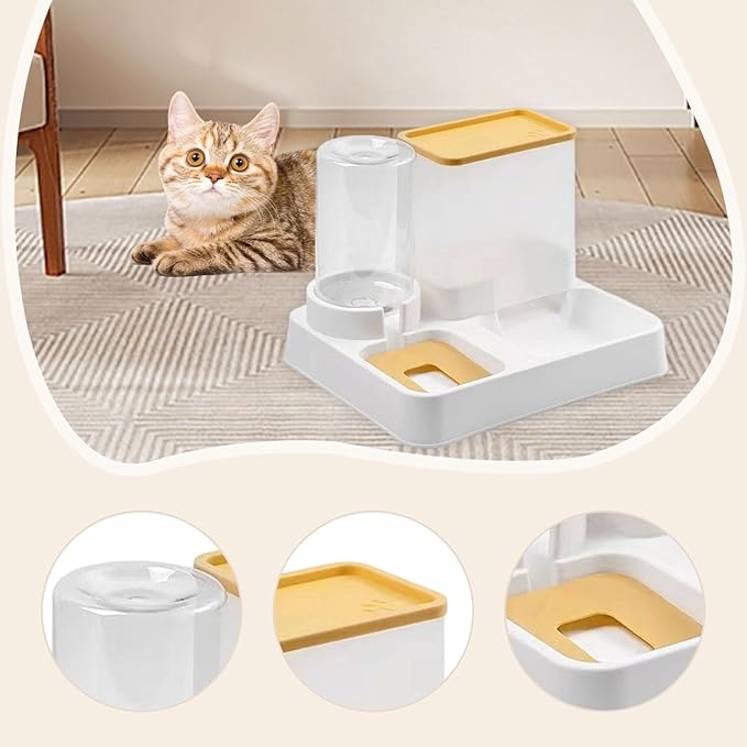 Automatic Pet Feeder 2 in 1 Feeder and Water Dispenser Anti Overturning Dry Wet Separation Detachable for Cats Dogs