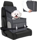 Dog Booster Car Seat, Foldable Puppy Car Safety Seat with 2-inch Elevated Cushion, Fully Detachable and Washable, Convenient to Carry, Easy to Install, Grey
