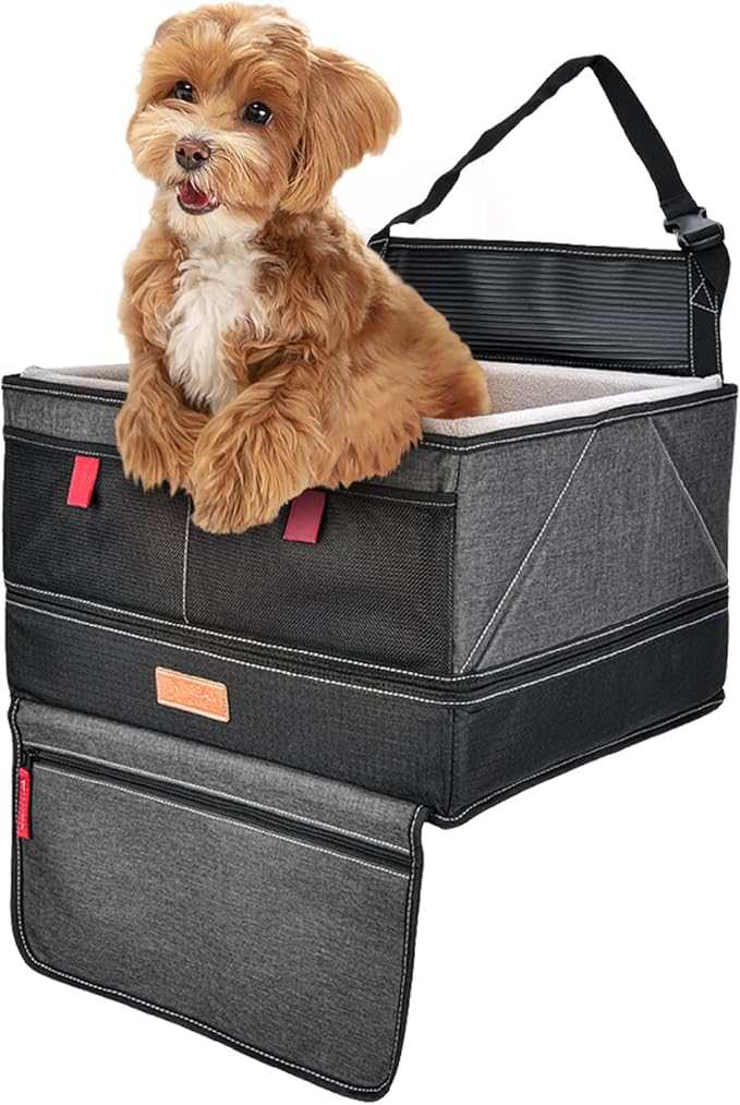 Pet Booster Seat - Premium Quality Safety Car Seat for Dogs Under 24 lbs - Easy and Comfortable Solution for Safely Transporting Your Pet in The Car - Fits Most Standard Vehicles