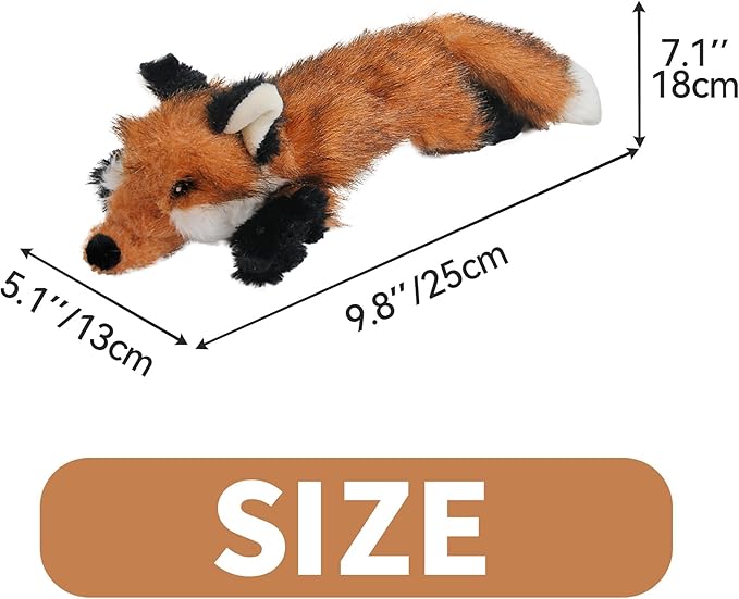 ALL FOR PAWS Fox Squeaky Doy Toy, Fox Dog Toy for Small Medium Large Breed, Puppy Fetch Toy with Squeaker, Plush Chew Dog Toy, 10.2 x 7.9 x 4.7 inches - Classic Fox S