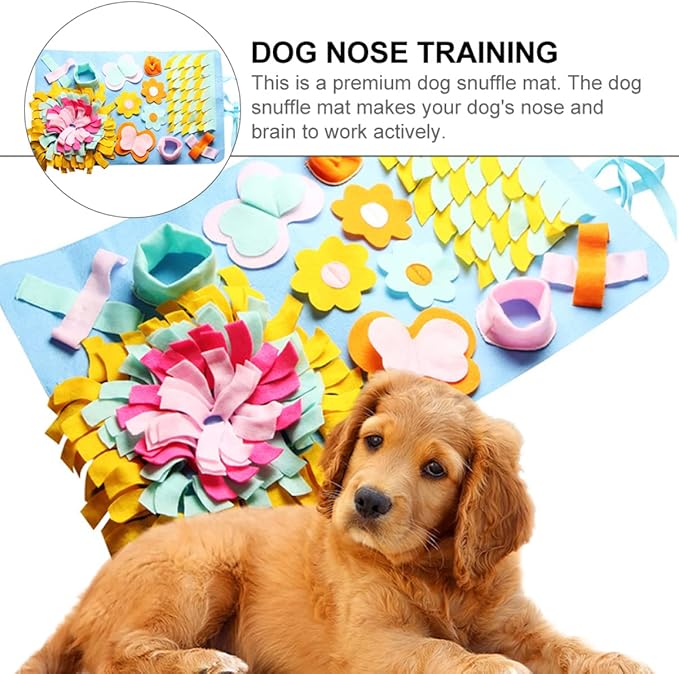 Happyyami 1Pc Dog Snuffle Mat for Nose Work Interactive Training Blanket for Dogs Feeding Cushion Energy Consuming Puzzle Mat Non Slip Design for Relief