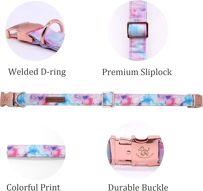 Elegant little tail Dog Collar, Colorful Pattern Pet Collar Durable Cute Dog Collars Fashion Male Female Pet Gift Adjustable Dog Collar for X-Large Dogs
