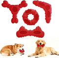Dog Toys 4 Pack for Aggressive Chewers, Multifunctional Teeth Cleaning and Gum Massage for Puppy, Chew Toys with Natural Rubber for Small and Medium Dog(Red)