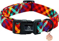 Lionheart glory Fall Plaid Dog Collar-Cute Orange Dog Collars with Plastic Buckle Duty Soft Adjustable Collar for Large Dogs Girls Boys Collars Party Pet Gift