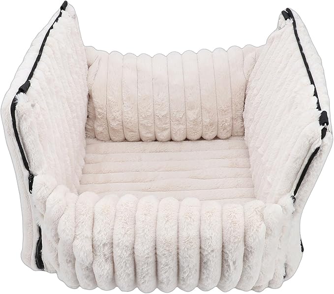 Pssopp Dog Car Seat, Foldabble Detachable Washable Portable Pet Car Seat Booster with Semi Enclosed Design for Pet Travel