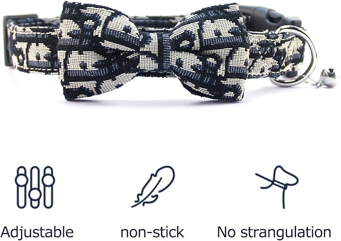 Bowtie Collars for Big Dogs, Elegant Dog Bow Tie Collars, Dog Collars with Bowtie Adjustable 15.7"-20.9", Black, L