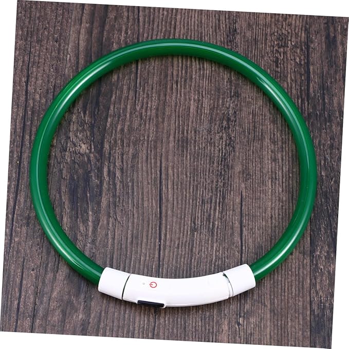 Led Glowing Dog Collar USB Rechargeable Green Silicone Light-up Pet Collar for Night Safety Durable and Flexible