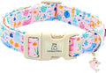 Lionheart glory Dog Collar Sea Animals Print Pink Dog Collars Male or Female Spring Summer Cute Collar Pet Gift Durable Adjustable Dog Collar for Small Dogs