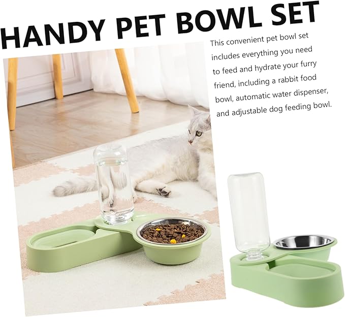Pet Feeder Detachable Bowls Dual Bowl Cats and Dogs Easy to Feeding Station Automatic Water Dispenser Space-Saving Design