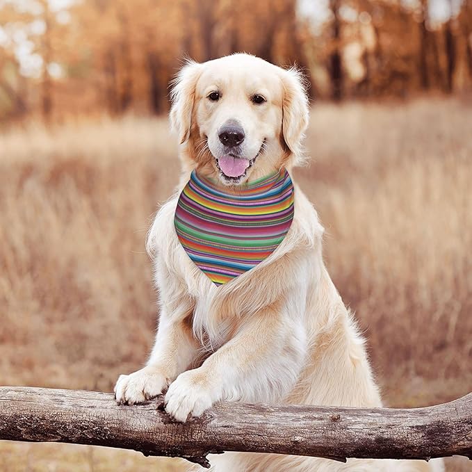 Mexican Serape Color Stripe Dog Bandana Scarf Triangle Bibs Pet Accessories Cat Kerchief