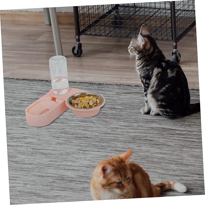 Milisten Pet Feeder Automatic Water Dispenser Cat and Dog Bowl Set Sturdy Stainless Steel Folding Design for Home and Car