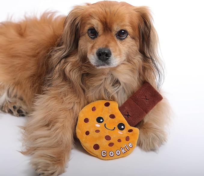 Pet London Nosework Cookie Dog Toy-Hide & Seek for treats, snuffle and encourage foraging for dogs, plush soft toy with crinkle sound