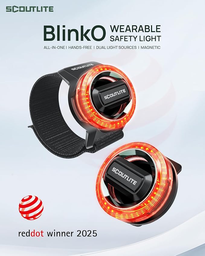 BlinkO Wearable Outdoor Safety Lights, EDC Hands-Free Flashlight with Clip for Hiking and Cycling, Magnetic Clip on Flashlight for Dog Walking at Night, Running Light for Runners, 5 Modes