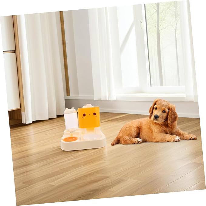 POPETPOP Cat Dog Feeder Double Bowl Automatic Water Supply Food Dispenser Self-Filling Water Bowl Clean Material Pet Feeding Drinking Station