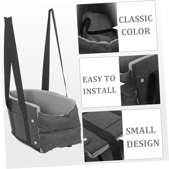 ibasenice Dog Car Seat for Pets Portable Center Console Pet Seat Non- Design for Cats Dogs Deep Gray Removable Easy to Comfortable Travel for Your Furry Friends
