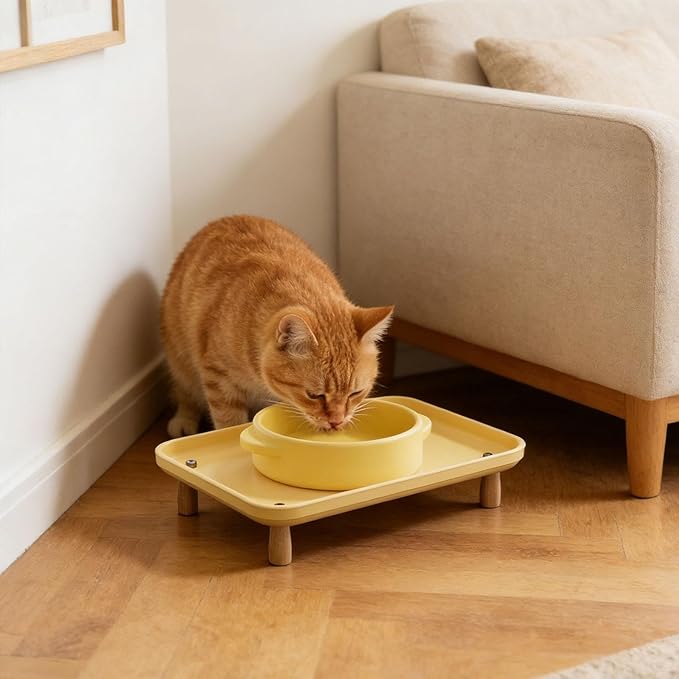 Generic Cat Dog Bowl Tray Pet Feeding Bowl Stand Comfort Pet Food Feeder Stands Cat Feeder Stand, for Food Dispenser