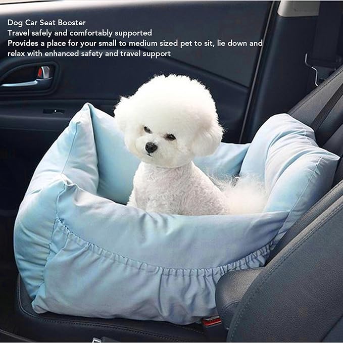 Fockety Dog Car Seat, Washable Breathable Dog Booster Car Seat Pet Booster Seat with Secure Straps, Pet Car Seat Portable Pet Travel Carrier for Small Medium Cats