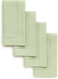 Solino Home Linen Napkins Set of 4 - Classic Hemstitch 100% Pure Linen Sage Green Dinner Napkins Cloth 20 x 20 Inch for Winter, New Year - Handcrafted and Machine Washable