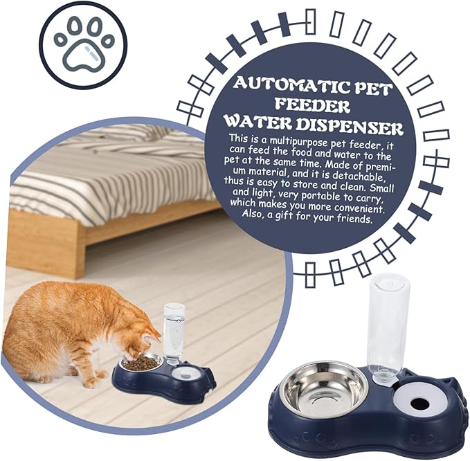 1 Set Automatic Pet Feeder and Water Dispenser Dual Bowl and Cats Easy Volume Observation for Busy Pet Owners Convenient Feeding