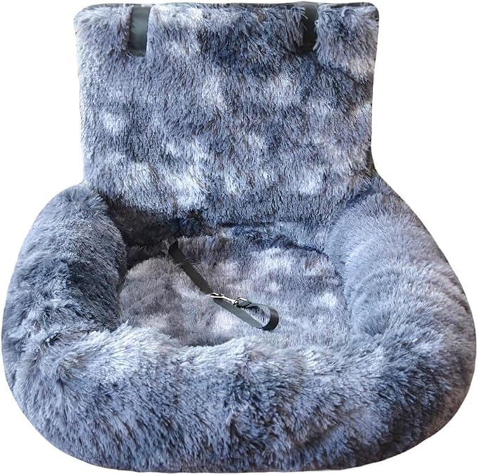 Car Seat- Pets Bed, Dog Car Bed with Straps Furry Seats with Thick Cushion for Travel, with Thick Cus for Removable and Easy to Clean