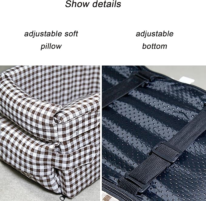 Dog Booster Car Seat on Car Armrest Travel Bags for Cats Dogs with Easy Carrying Strap Dog Travel Car Carrier with Safety Tethers Console Car Seat for Dogs