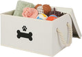 Dog Toy Basket with Lid, Dog Basket for Toys, Dogs Toy Box with Cotton Rope Handles, Collapsible Storage Bins for Pet Toys, Dogs Storage Organizer, Beige