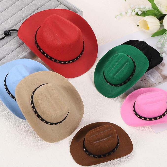 Dog Cowboy Hat, Mini Cowboy Hat for Pet with Chin Strap Adjustable Cosplay Cap, (Red, L), Intended for Dogs and Cats/Halloween Costume/Party Decoration