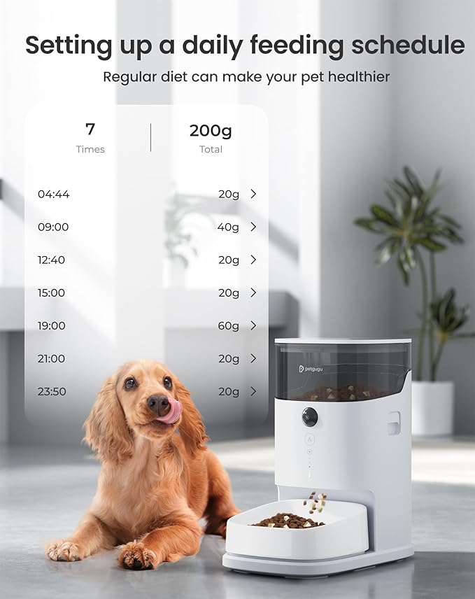Automatic Pett Feeder with Smart Pet Water Fountain, 3.5L Timed Cat Dog Food Dispenser with App Control, Handmade Ceramic Bowl & 2.5L Cat Water Fountain for Drinking, Feeder and Water Fountain