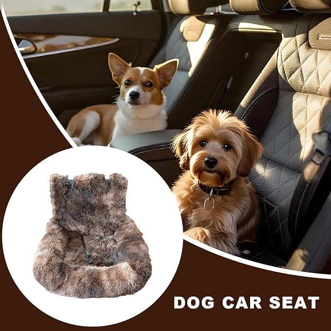 Dog Car Seat,Plush Cat Booster Car Seat | Pet Supplies Washable Travel Bed for Medium Small Puppy Kitten Vehicle Traveling Vet Visit Daily Vacations