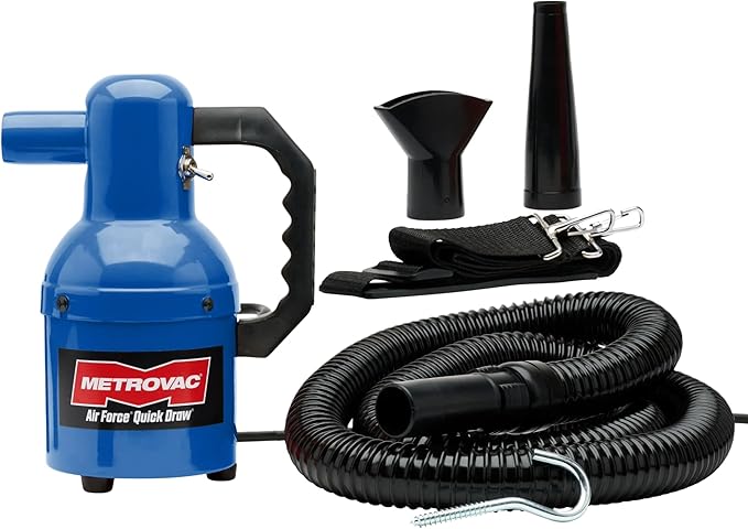 METROVAC Quick Draw Compact Pet Dryer - All Steel Deshedding Tool - Baby Blue & Single Speed