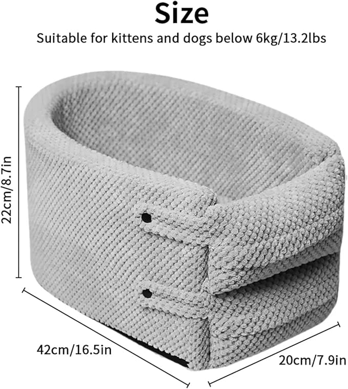 Car Armrest Pet Carpool Safety Seat - Small Dog Cat Booster Seat ON Car Armrest Perfect for Small Pets - Included Safety Tethers Included