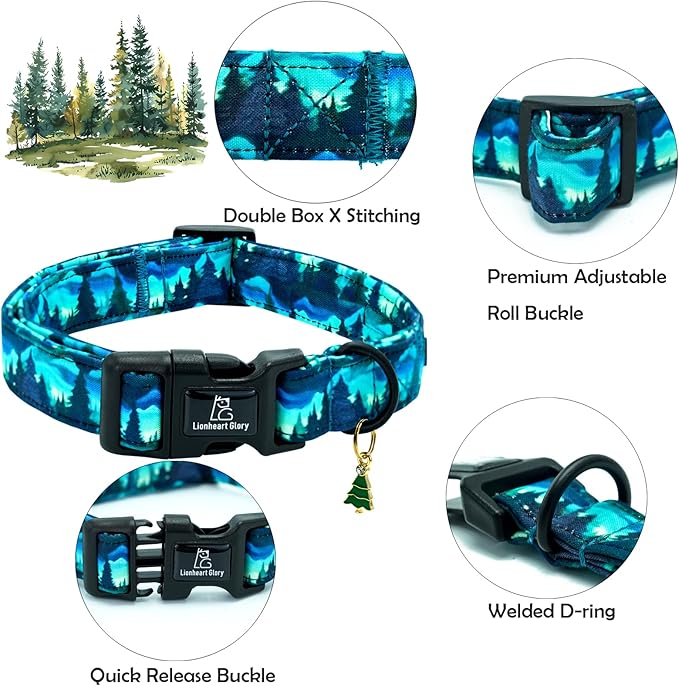 Lionheart glory Dog Collar Green Cute Collar for X-Small Dogs Spring Summer Female or Male Collars Pet Gift Adjustable Heavy-Duty Puppy Collars