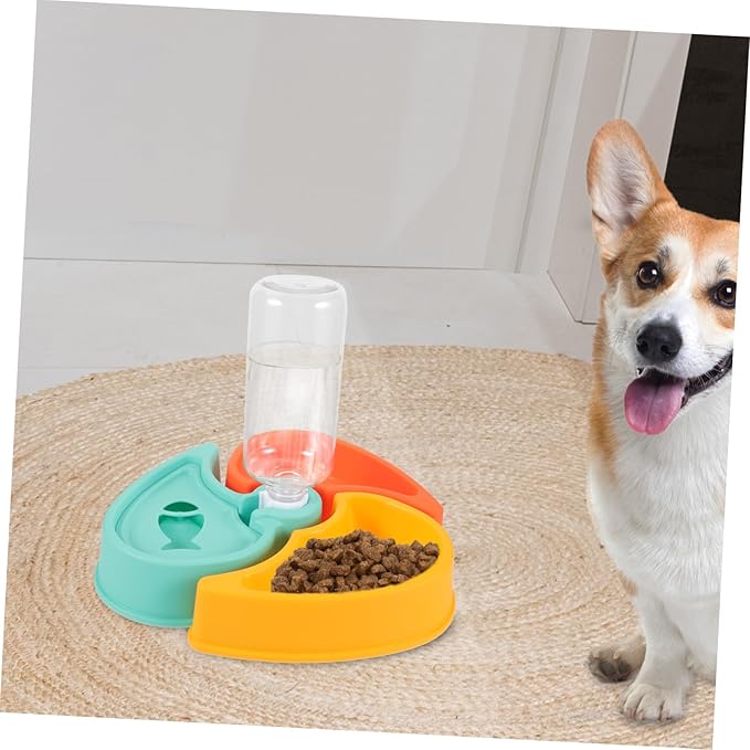 GANAZONO Dry Wet Food Separation Bowl Automatic Pet Feeder Detachable Water Bottle Suitable for Cats Dogs and Small Animals Easy to Capacity for Multi-pet Households
