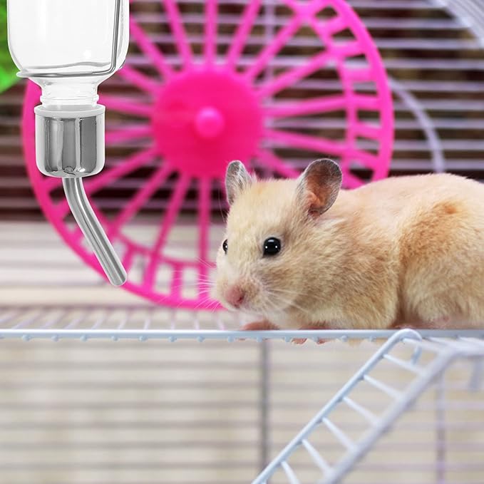 2pcs Automatic Drinking Fountain Guinea Pig Water Automatic Water Dispenser for Dogs Automatic Pet Plastic Water Bottles Hanging Bottle for Pet Stainless Steel Small White Feeder