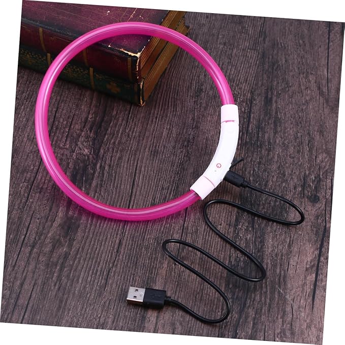 BESPORTBLE Dog Collar Rechargeable Neon Led Collar for Pets 3 Light Modes Charging Pink
