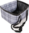 SUSSEXHOME Pets Water and Stain Proof Dog Car Seats for Small Dogs - 15.75 x 12.6 x 9.85 Inches Dog Booster Seat with Removable, Adjustable Fastening Straps - Gray-Tartan