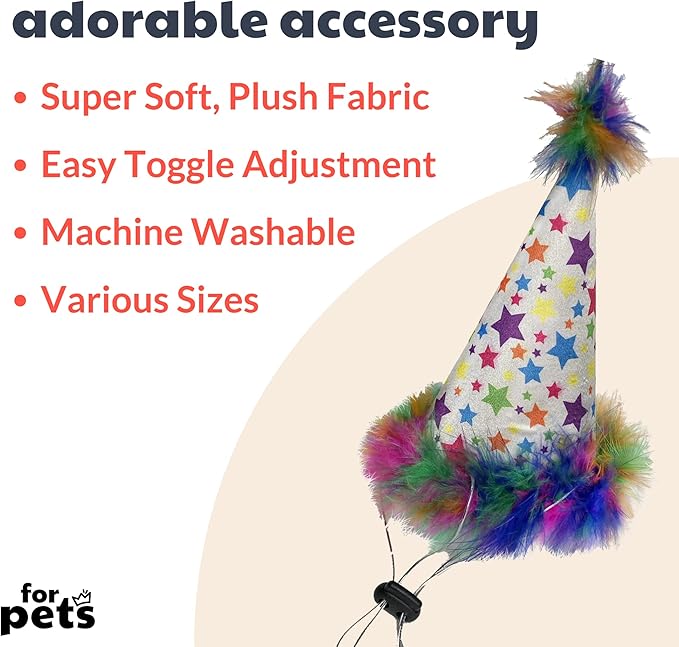 Huxley & Kent Pet Party Hat for Dogs & Cats - Fun Birthday Hat with SnugFit Adjustable Straps - Comfy Pet Costume Accessory for Parties, Gotcha Days & Celebrations - Superstar, Large