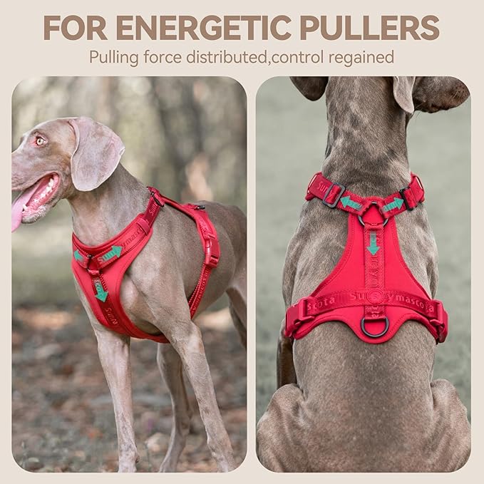 No Pull Dog Harness with Lycra, Three-Point Force Dispersion & 3D Padding, Adjustable Breathable Mesh for Small Medium Large Dogs(Burgundy Red,S)