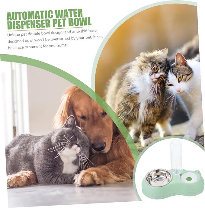 1Set Pet Double Feeder for Dogs and Cats Automatic Water Food Feeding Device with Non Slip Base Practical Pet Supply for Home and Pet Shops for Rabbits and Other