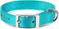 Jeffers Pet Solid Nylon Dog Collars, Turquoise, 8" W x 12" L – Adjustable, Durable & Safe for Dogs, Lightweight & Double Ply Design, Stylish Pet Accessories - Perfect for Training, Walking & Tracker