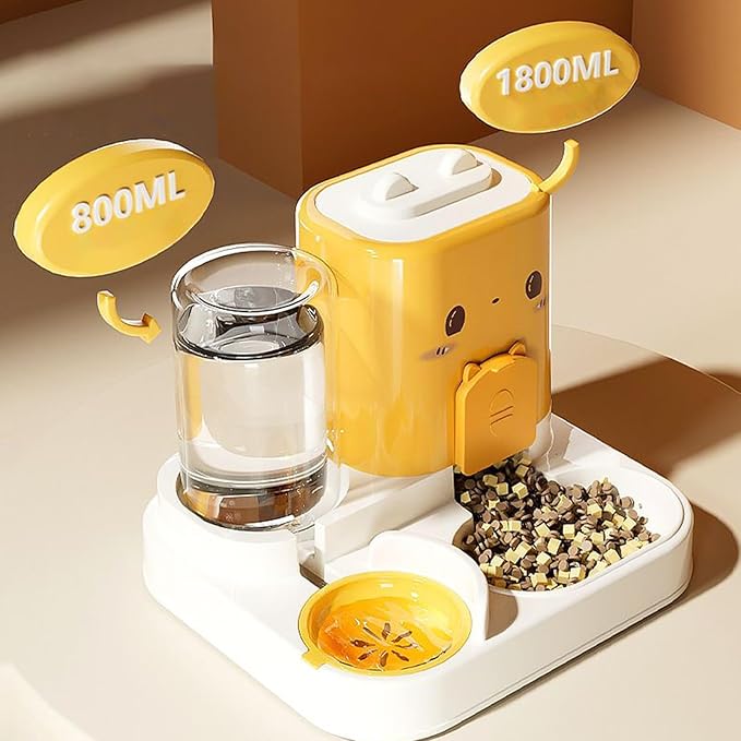 Automatic Dog Feeder – Food Dispenser | 2-in-1 Automatic Pet Food & Water Dispenser Set with Large Capacity Container Bowl, Ideal Feeding Solution for Puppy, Kitten & Small Medium Pets