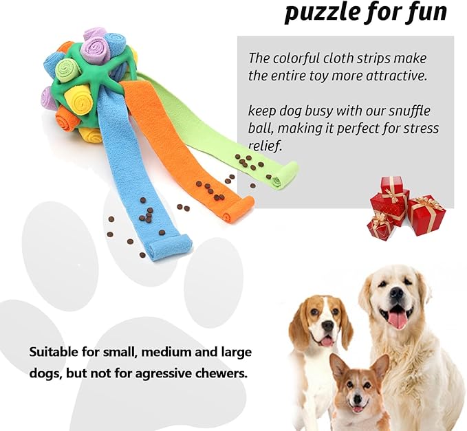Interactive Snuffle Toys for Dogs, Sniffle Interactive Treat Game Ball, Furry Fellow Snuffle Master, Encouraging Natural Foraging Skills (Green, Triangle)