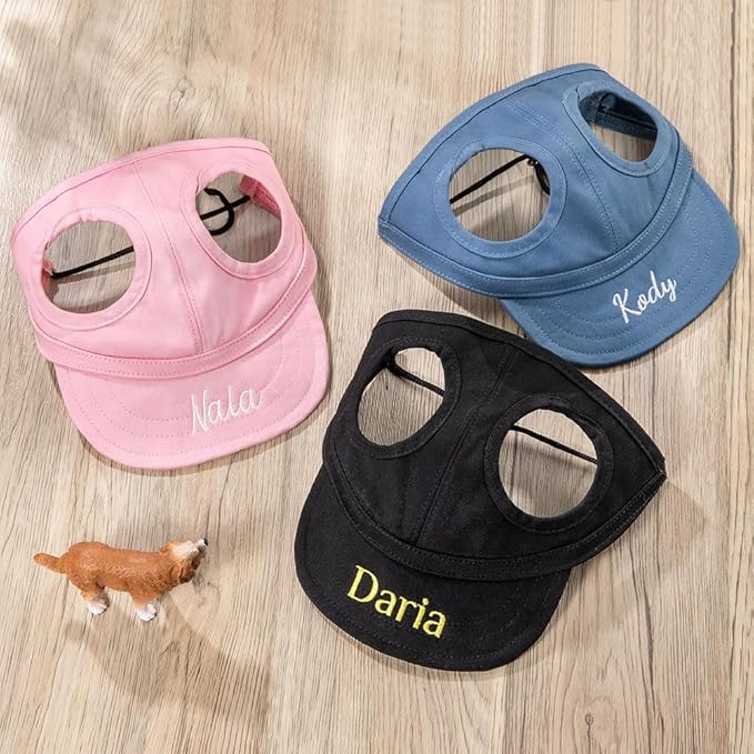 Personalized Embroidery Name Dog Hat with Ear Holes Adjustable Dog Sun Protection Hat Outdoor Baseball Cap for Dog Small Medium Large Extra Large 6 Colors
