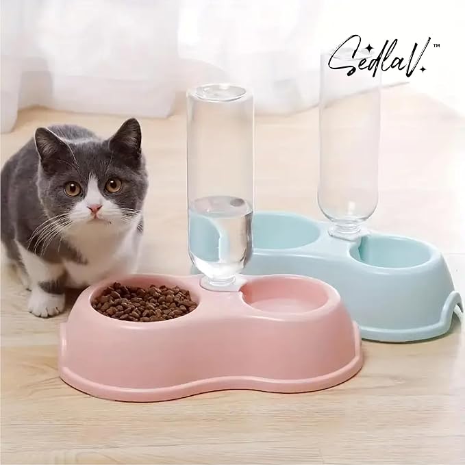 SEDLAV Automatic Pet Feeder and Water Dispenser - Two-in-One Cat and Dog Feeding Solution with Dual Compartment Design, Customized Schedules, Voice Recording, Easy-to-Clean & Durable