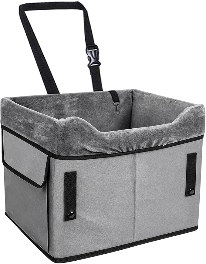Dog Car Seat, Comfortable Safe Travel, 39.4x36.8x33cm, Portable Washable Plush Booster Bed, Pet Car Seat with Storage Pockets, Easy to Use, for Dogs Under 25 Lbs