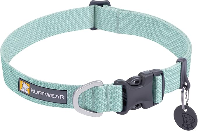 Ruffwear, Hi & Light Dog Collar, Ultralight Quick Release Buckle, Adjustable Trail Running Polyester Collar with Silent ID Attachment, Sage Green, 11"-14"