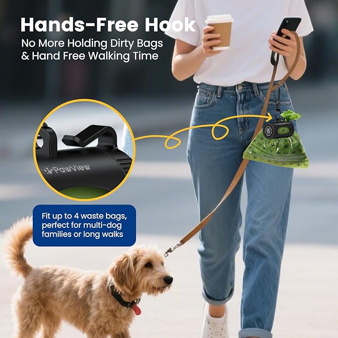 Dog Poop Bag Rolls with Retractable Poop Bag Holder, Leak Proof and Extra Thick Lavender Pet Waste Bags, 70% Recycled GRS Certified, 1 Dispenser and 105 Bags for Doggy Walking & Cat Litter
